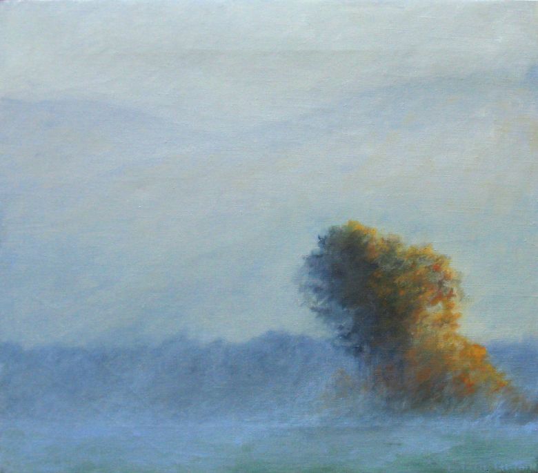 Yellow Tree In Fog